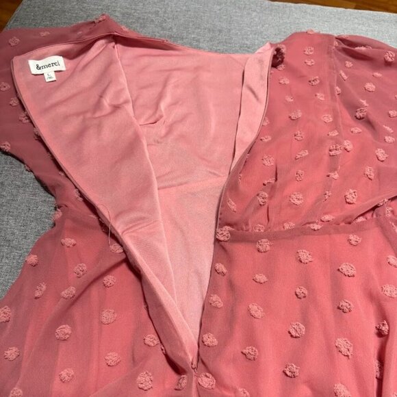 &Merci Pom Pom Texture Swiss Dot Long Sleeve Dress - Picture 4 of 6